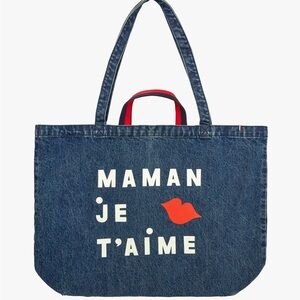 Clare V Denim Tote Bag with Red Accent